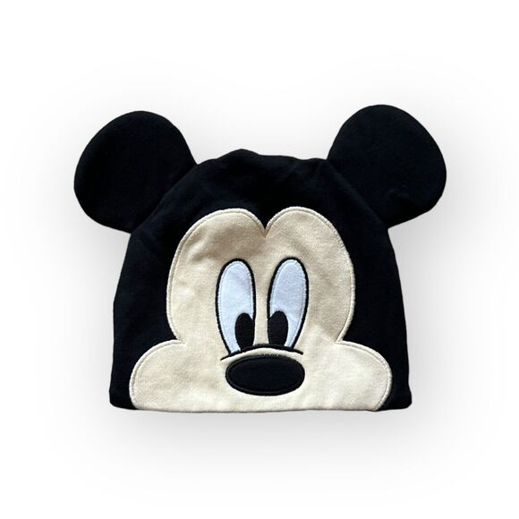 Disney Baby Mickey Mouse Face with Ears Soft Stretch Cotton Beanie 9-12 mos NWOT - Picture 1 of 11
